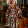 Autumn Petals Babydoll Mini Dress in Chestnut Image - 1