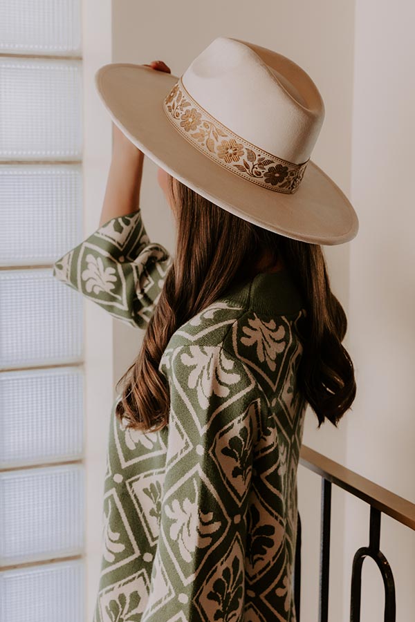 Posh Moment Faux Suede Fedora in Ivory Image - 2