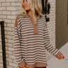 Sweet Treat Stripe Sweatshirt in Mocha Image - 1