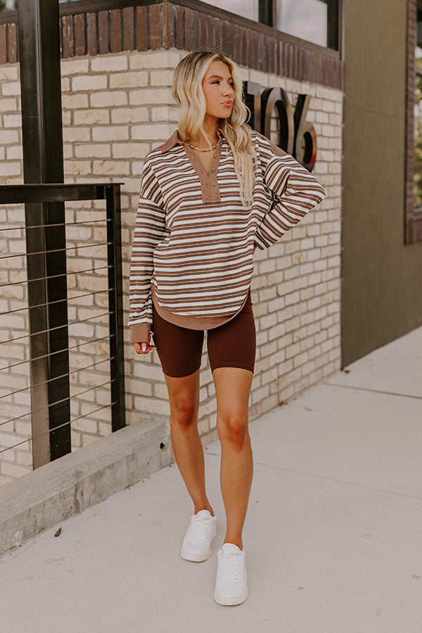 Sweet Treat Stripe Sweatshirt in Mocha Image - 2