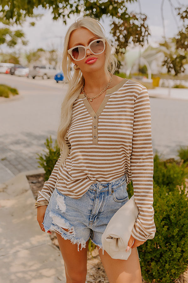 Sugar And Spice Waffle Knit Henley Top Image - 4