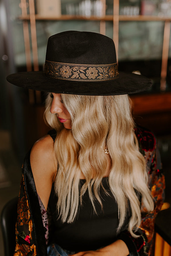 Posh Moment Faux Suede Fedora in Black Image - 1