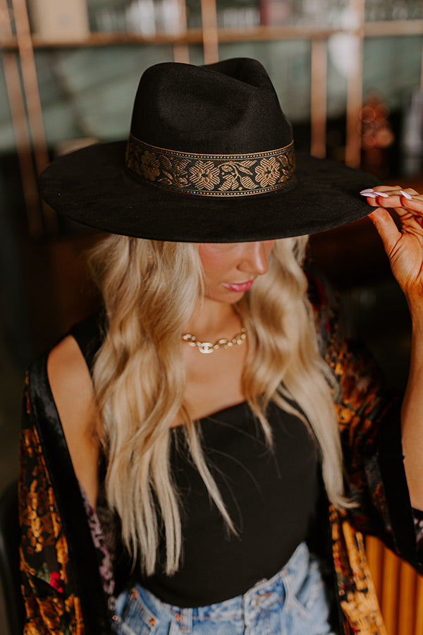 Posh Moment Faux Suede Fedora in Black Image - 2