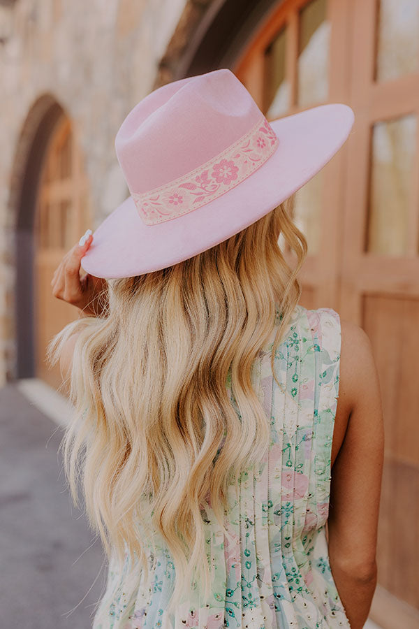 Posh Moment Faux Suede Fedora in Pink Image - 2