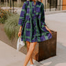 Chic Harvest Plaid Mini Dress in Green Image - 1