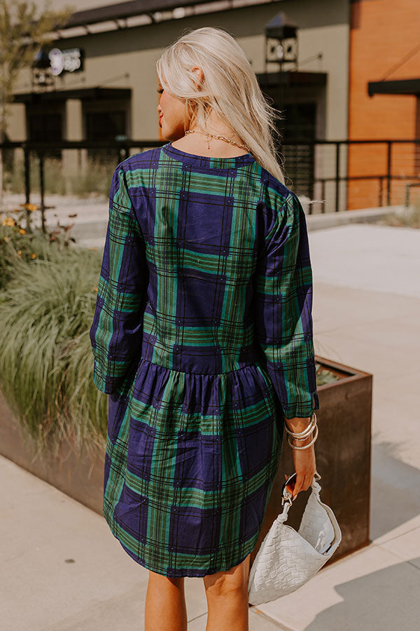 Chic Harvest Plaid Mini Dress in Green Image - 4