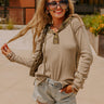 Cozy Moment Waffle Knit Hoodie in Light Sage Image - 1