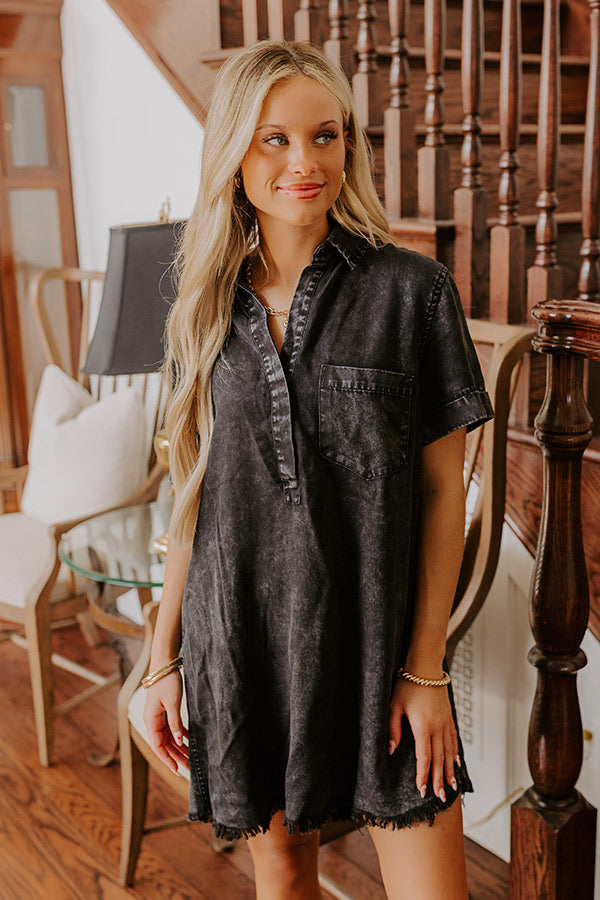 Backyard BBQ Chambray Mini Dress in Vintage Black Image - 2