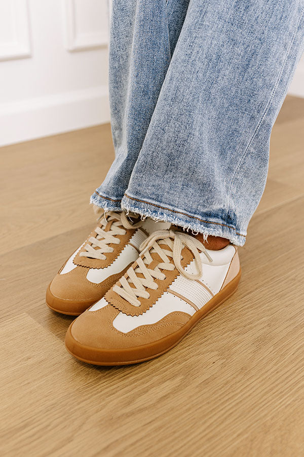 The Zoey Faux Leather Sneaker in Camel Image - 3