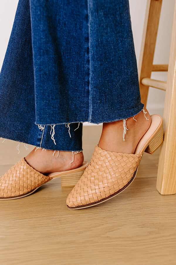 The Emilia Woven Leather Mule in Natural Image - 2