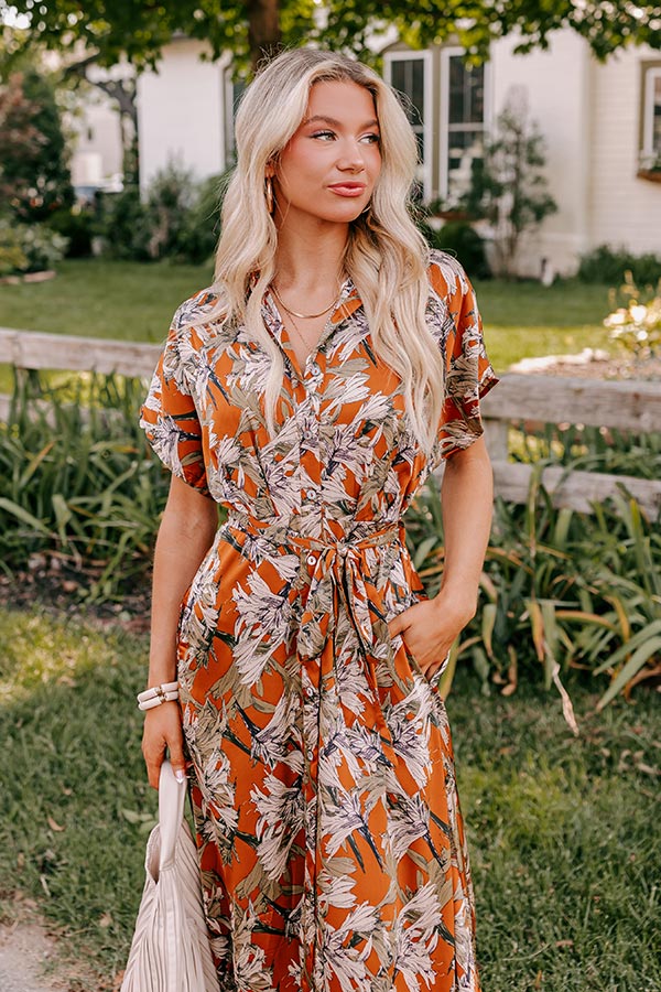 Vineyard Charm Satin Midi in Copper Image - 2