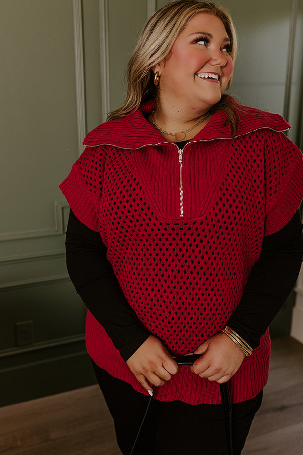 Cozy Lifestyle Knit Top in Red Curves Image - 3