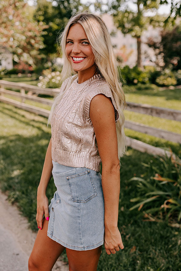 Shine Bright Cable Knit Metallic Top Image - 3