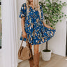 Autumn Petals Babydoll Mini Dress in Blue Image - 1