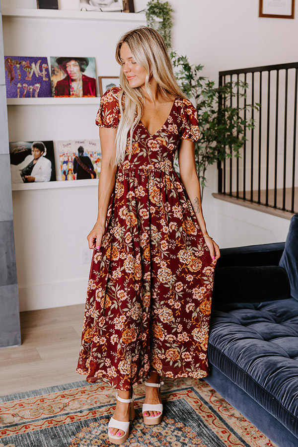 Wine For Two Floral Maxi Dress Image - 1