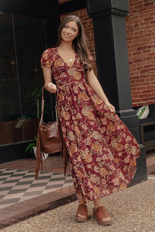 Wine For Two Floral Maxi Dress Image - 1