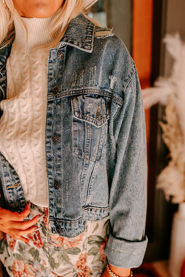 The Ronan Distressed Denim Jacket in Medium Wash Image - 2