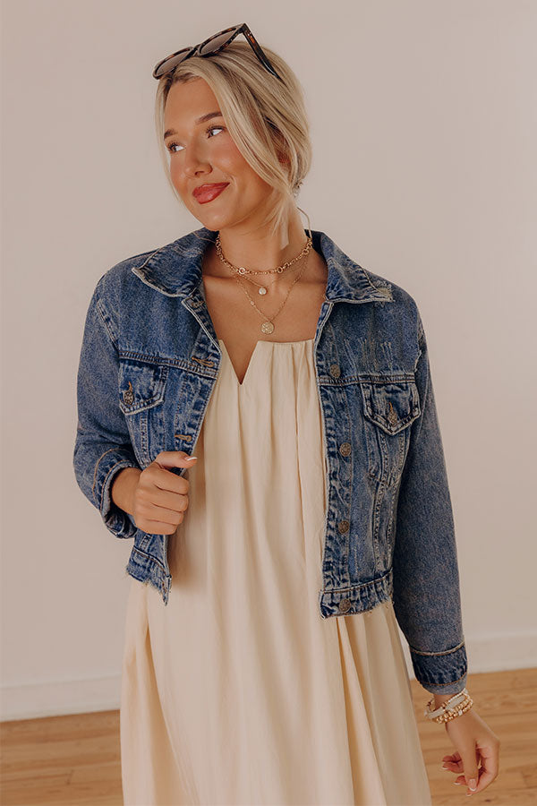 The Ronan Distressed Denim Jacket in Medium Wash Image - 1