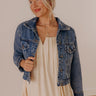 The Ronan Distressed Denim Jacket in Medium Wash Image - 1
