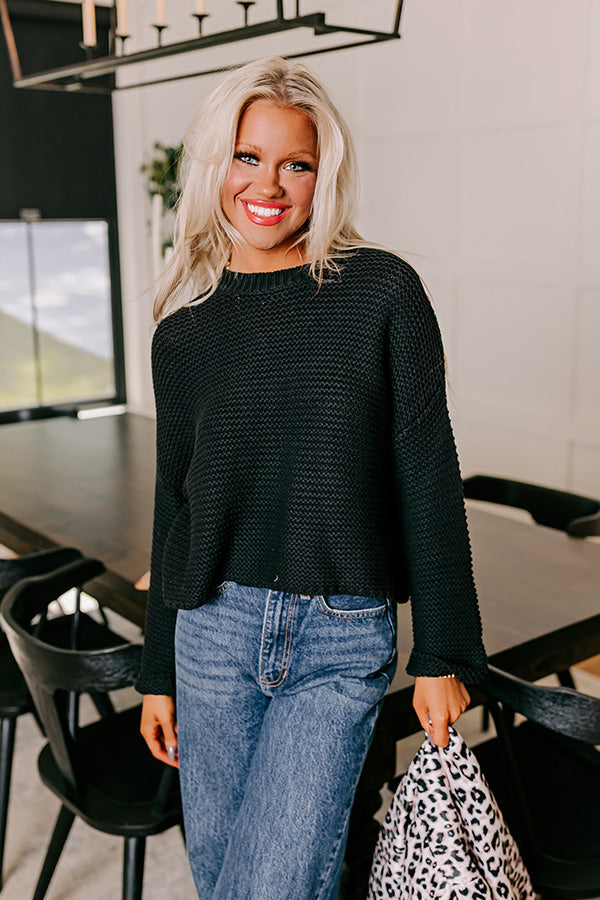 Feeling Cozy Knit Sweater in Black Image - 2