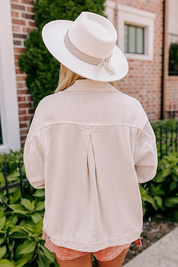 Classic Charm Denim Jacket in Cream Image - 3