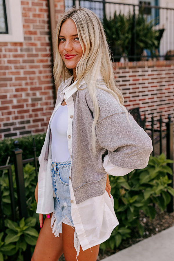 Country Club Social Button Up in Grey Image - 3