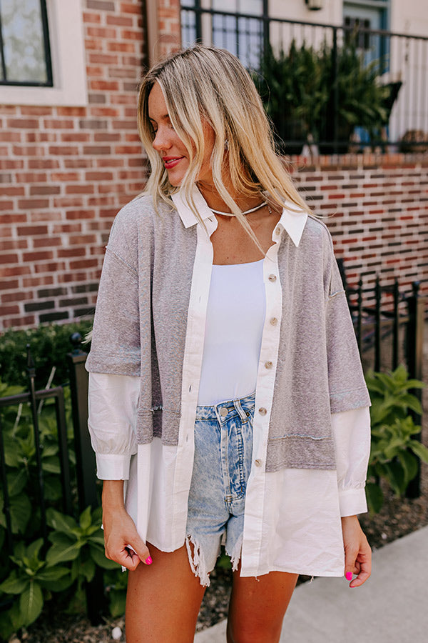 Country Club Social Button Up in Grey Image - 1