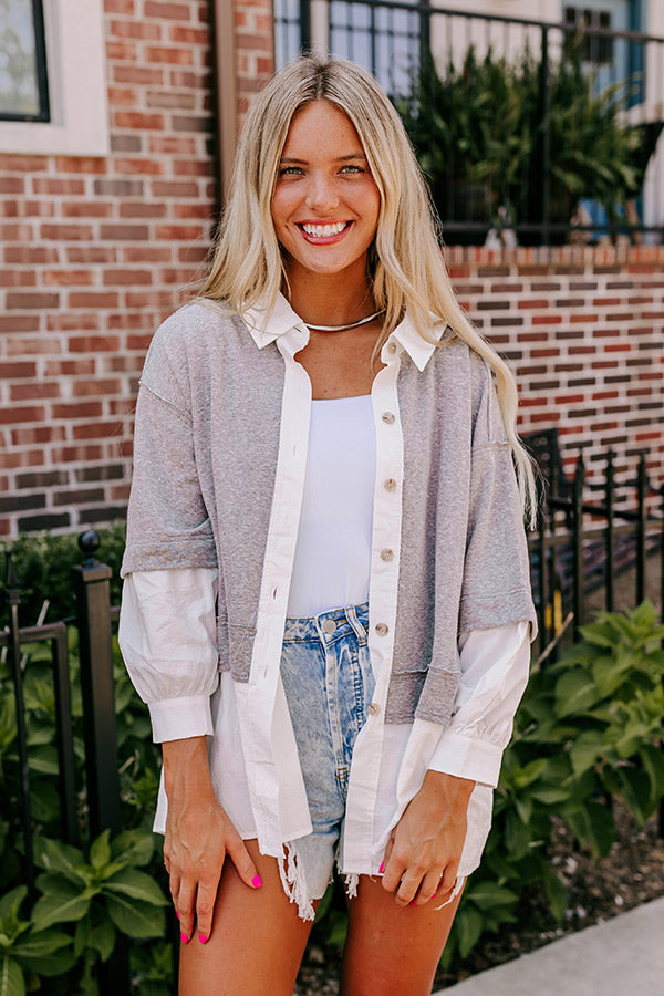 Country Club Social Button Up in Grey Image - 5