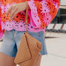 Sweet Melody Woven Faux Leather Clutch in Brown Image - 1