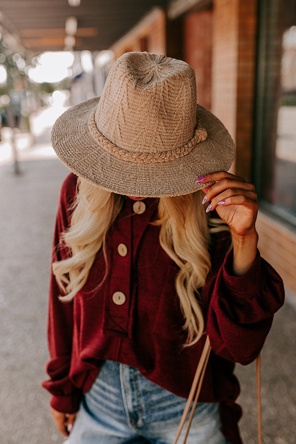 Fall Dreaming Chenille Woven Fedora in Iced Latte