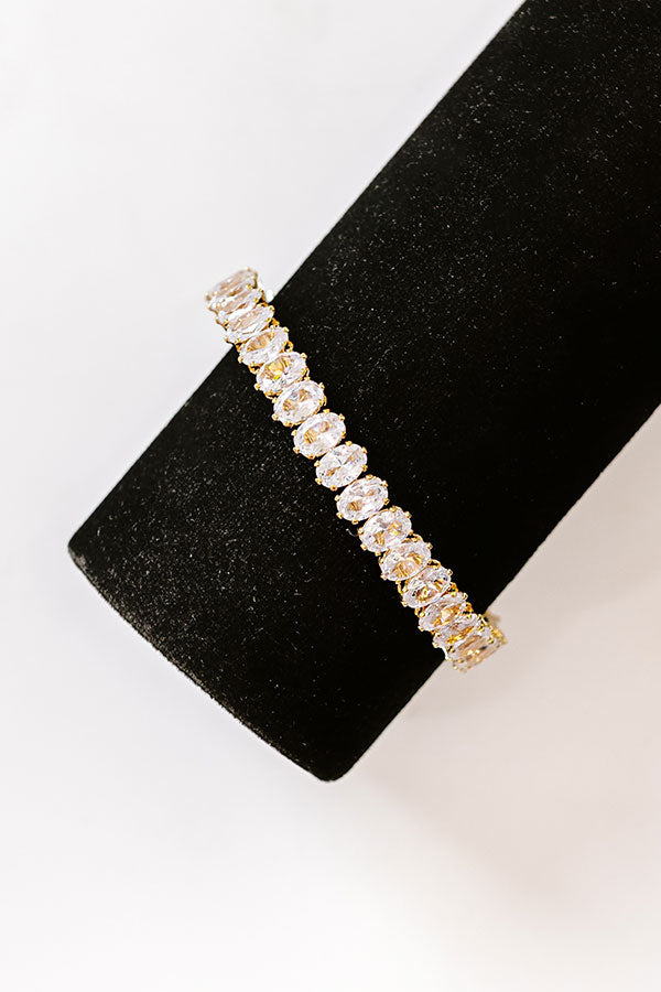 Cue The Sparkle Cubic Zirconia Cuff Bracelet in Gold Image - 2