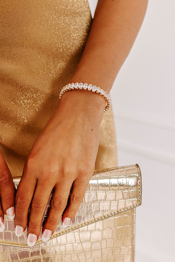 Cue The Sparkle Cubic Zirconia Cuff Bracelet in Gold Image - 3