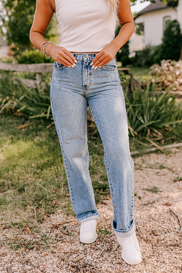 JUST USA Genesis High Waist Straight Leg Jean in Medium Wash Image - 2
