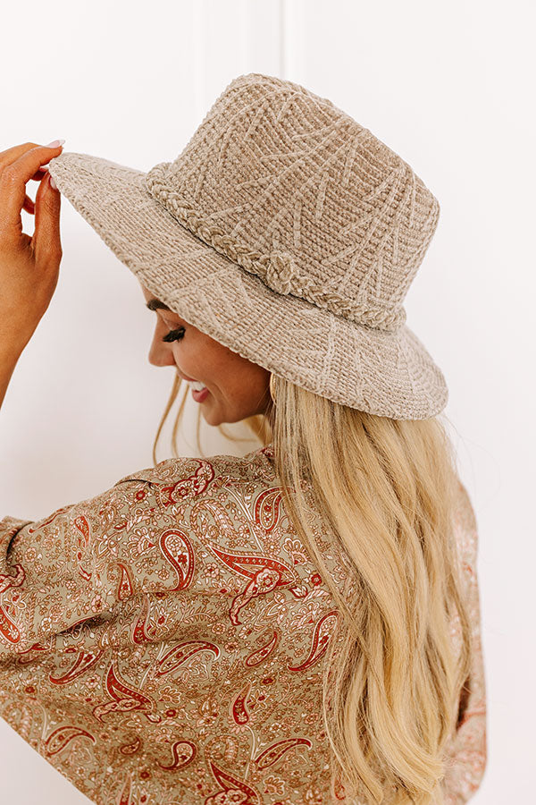 Fall Dreaming Chenille Woven Fedora in Taupe Image - 2
