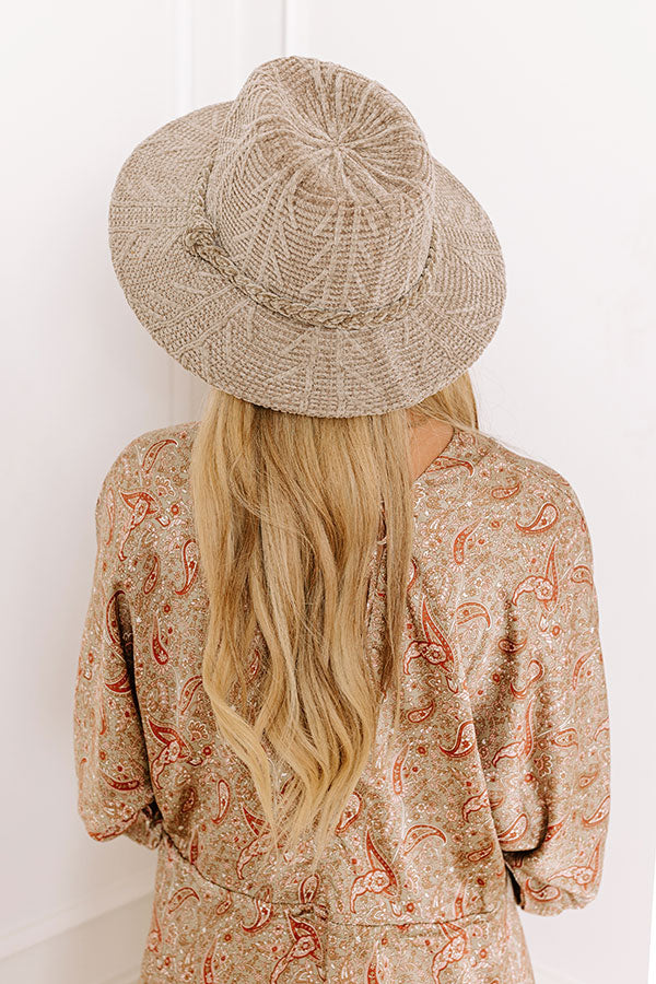 Fall Dreaming Chenille Woven Fedora in Taupe Image - 3