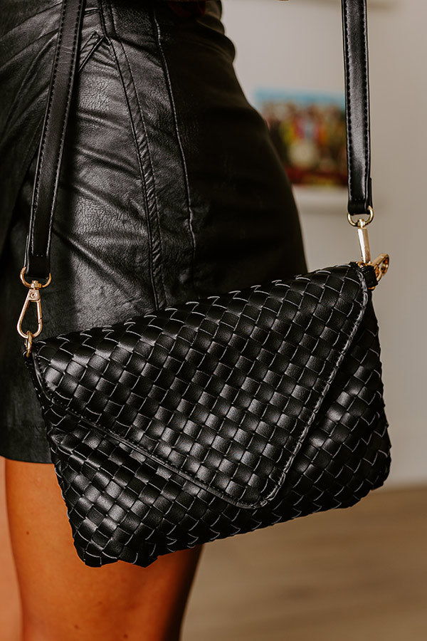 Sweet Melody Woven Faux Leather Clutch in Black Image - 3