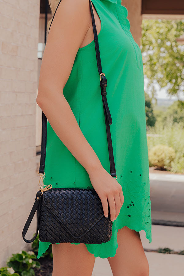 Sweet Melody Woven Faux Leather Clutch in Black Image - 1