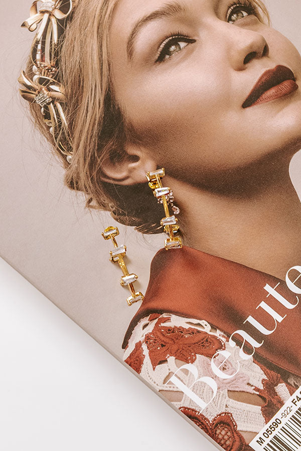 Cue The Sparkles Cubic Zirconia Hoop Earrings