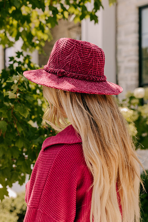 Fall Dreaming Chenille Woven Fedora in Wine Image - 1