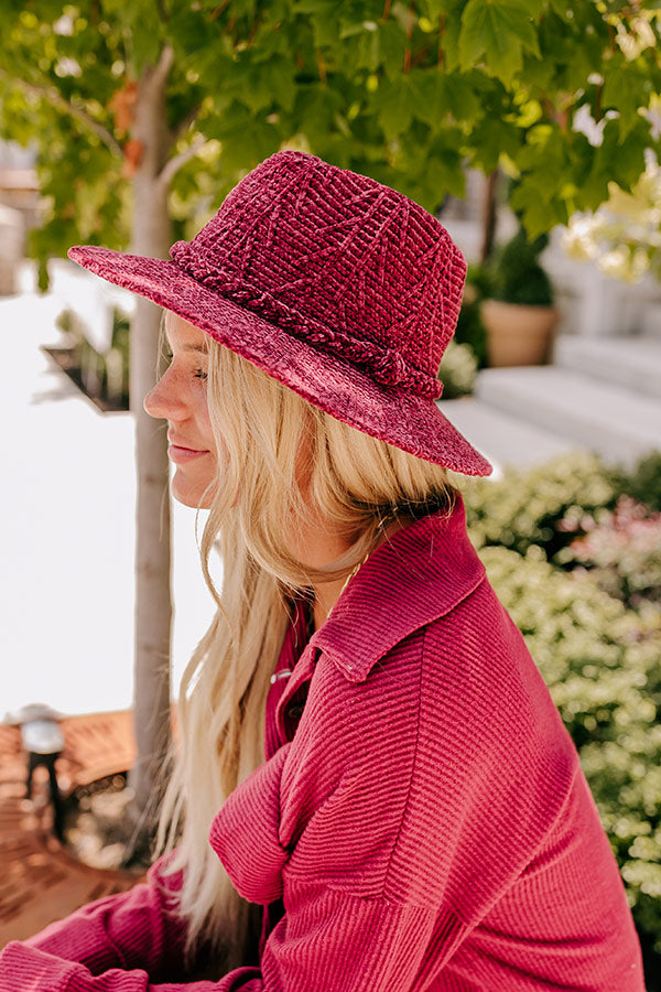 Fall Dreaming Chenille Woven Fedora in Wine Image - 3