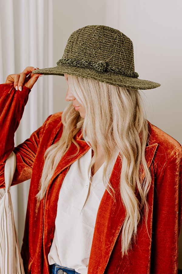 Fall Dreaming Chenille Woven Fedora in Olive Image - 1