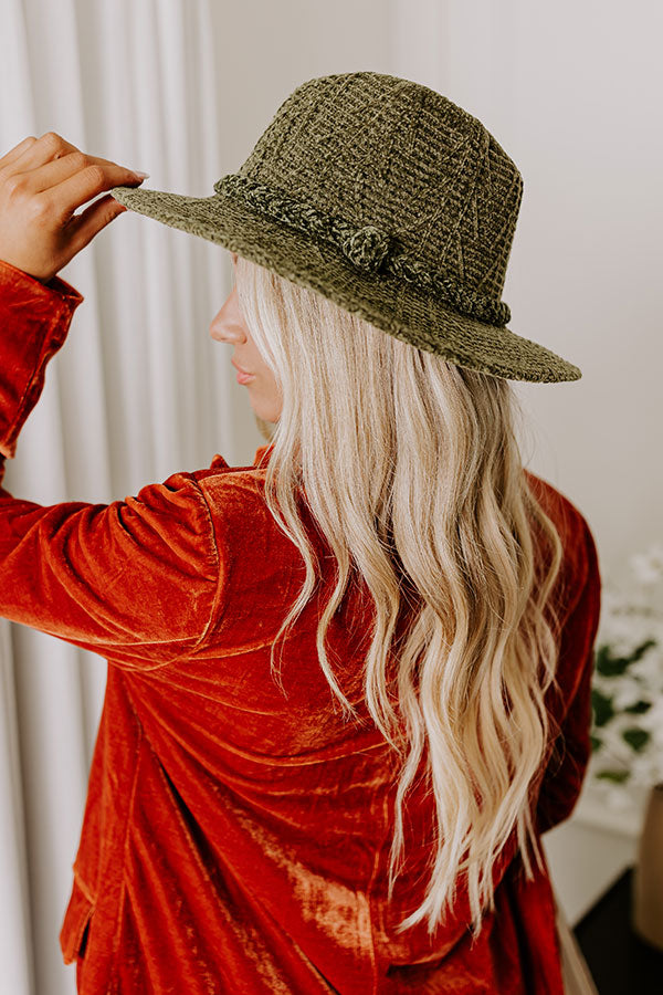 Fall Dreaming Chenille Woven Fedora in Olive Image - 3