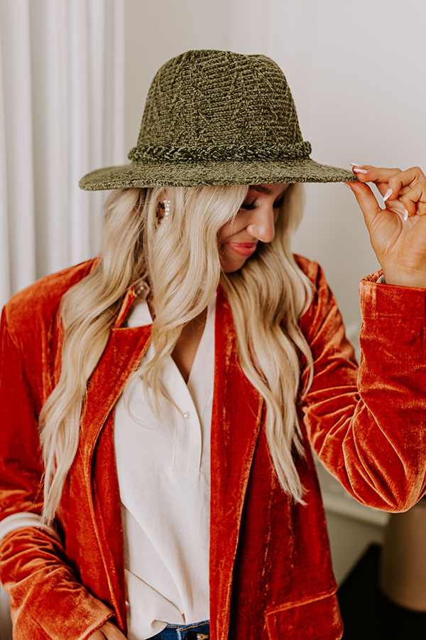 Fall Dreaming Chenille Woven Fedora in Olive Image - 2