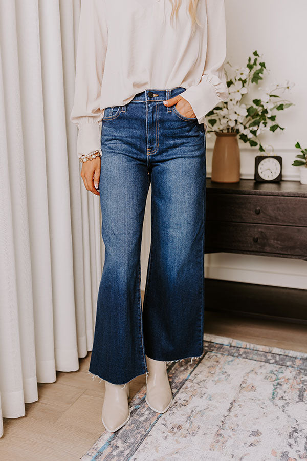 JUST USA Natalia High Waist Wide Leg Jean in Dark Wash Image - 2