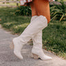 The Barcelona Faux Leather Knee High Boot in Cream Image - 1