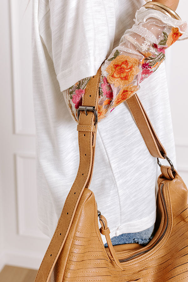Block Party Ready Faux Leather Purse in Camel Image - 2