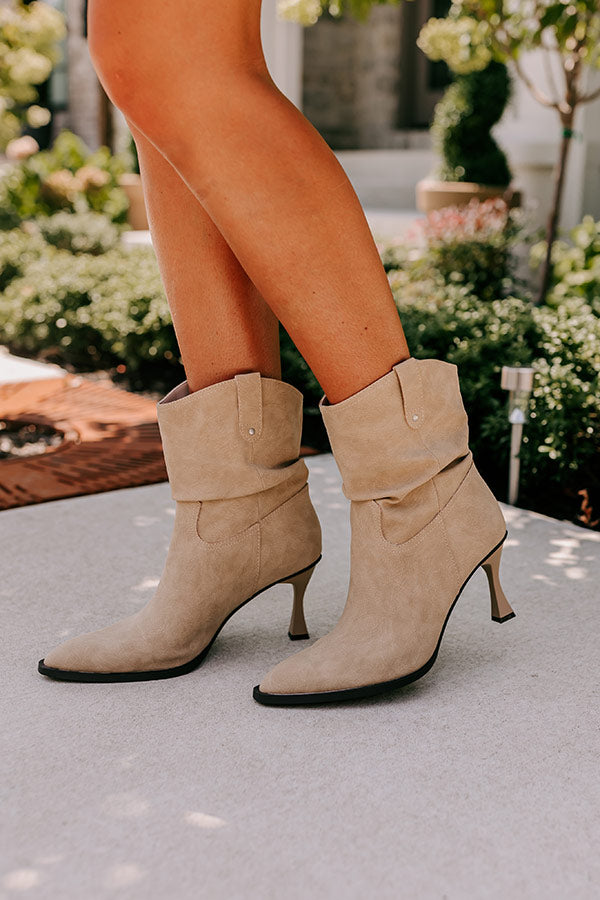 The Eliza Faux Nubuck Bootie in Khaki Image - 3