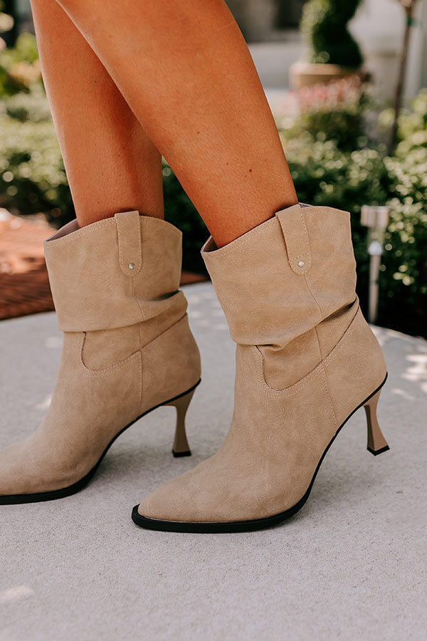 The Eliza Faux Nubuck Bootie in Khaki Image - 4