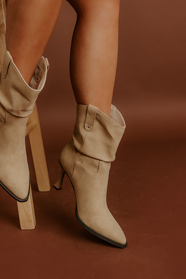 The Eliza Faux Nubuck Bootie in Khaki Image - 1