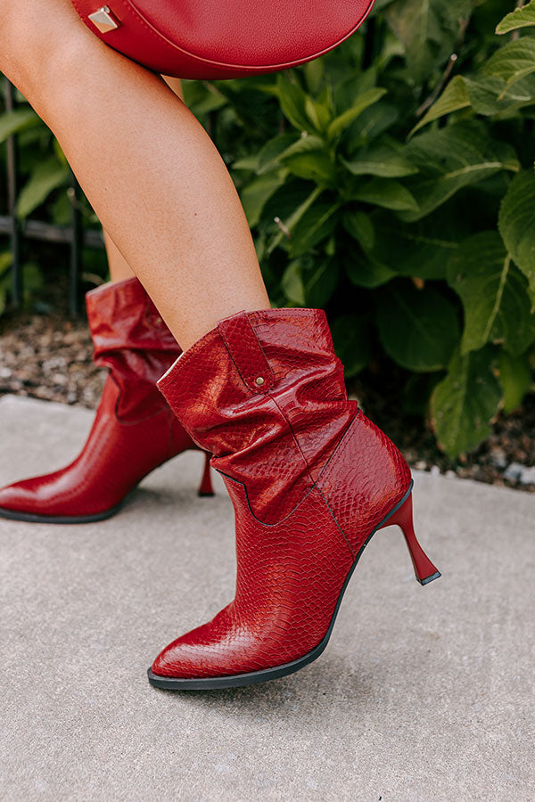 The Eliza Faux Leather Bootie in Wine Image - 2